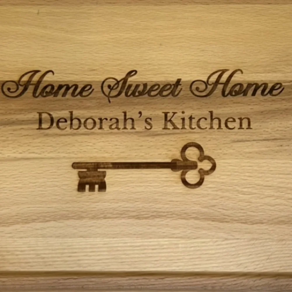 Key To Our Home Personalized Hardwood Cutting Board- 12x17 - name DEBORAH